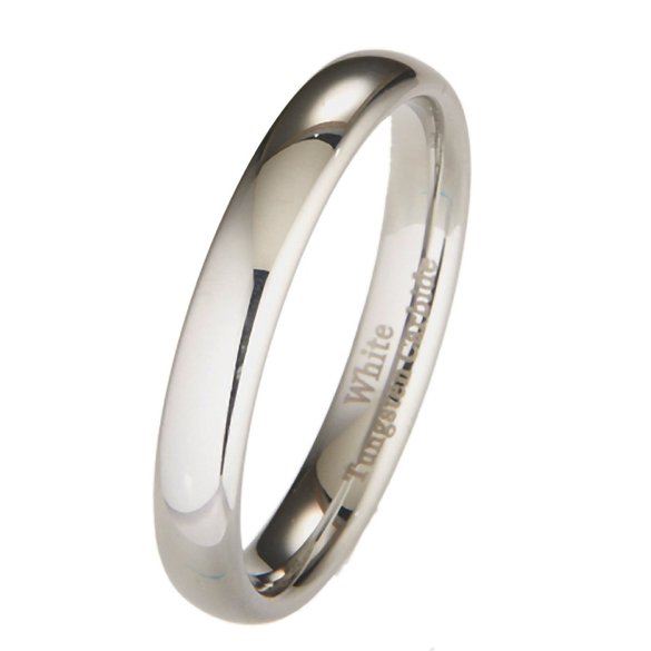4MM White Tungsten Carbide Polished Classic Wedding Ring