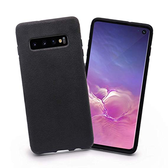 Starred Alcantara Cover for Samsung Galaxy S10e Luxury Suede Case Ultra Slim Shockproof Protective (Black)