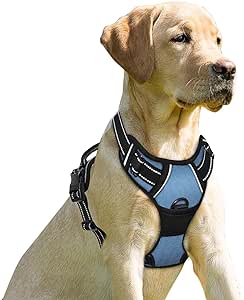 BARKBAY No Pull Dog Harness Front Clip Heavy Duty Reflective Easy Control Handle for Large Dog Walking(Navy,XL)