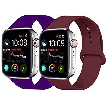 MOOLLY for Watch Band 38mm 40mm, Soft Silicone Watch Strap Replacement Sport Band Compatible with Watch Band Series 5 Series 4 Series 3 Series 2 Series 1 Sport & Edition (38mm 40mm S/M,Dark Purple .)