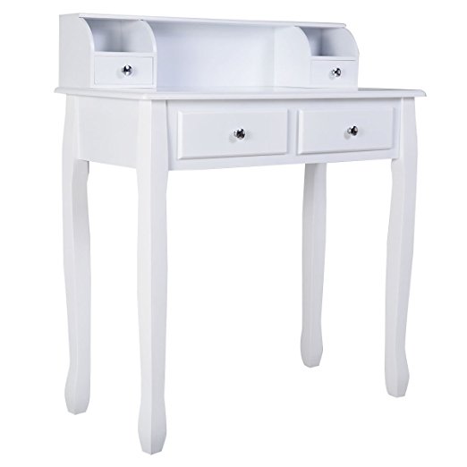 Giantex Writing Desk Mission White Home Office Computer Desk 4 Drawer White