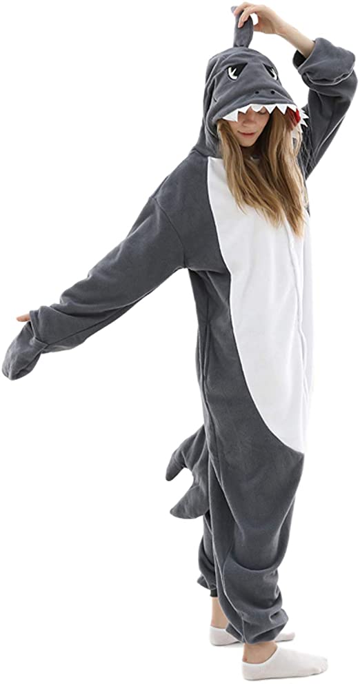 Adult Shark Pajamas Adult Cosplay Costume Shark One Piece Animal Pajamas Homewear Sleepwear for Women Men