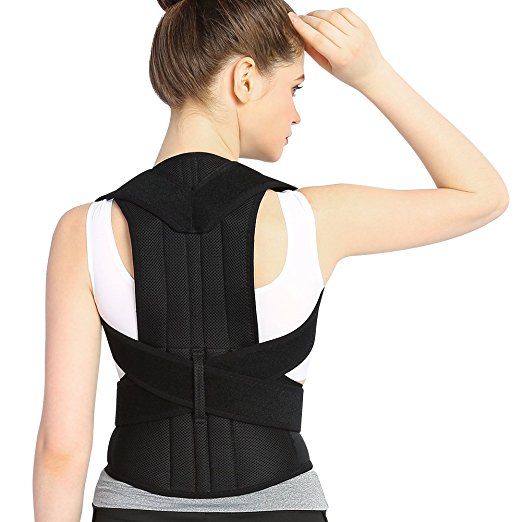 Posture Corrector Back Brace Support Belts for Upper Back Pain Relief, Adjustable Size with Waist Support Wide Straps Comfortable for Men Women(0 =Waist 26"- 34")