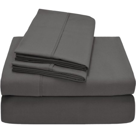 Premium 1800 Ultra-Soft Microfiber Collection Queen Sheet Set Hypoallergenic Easy Care Wrinkle Resistant Deep Pocket Queen Grey