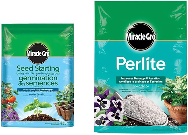 Miracle-Gro Seed Starting Potting Mix - 8.8L, Blue, 1 Units, 74918430 & Perlite - 8.8L (74218300)