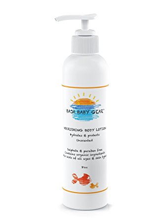 Baja Baby (2 Pack) Unscented Lotion - Nourishing Body Lotion - Fragrance Free - 8 Fl Oz - Free of Sulphates, Parabens and Phosphates - Organic, Natural Ingredients - For Kids of All Ages & Skin Types