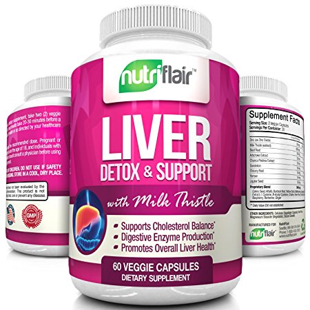 NutriFlair® Liver Cleanse, Detox & Support with Milk Thistle Detoxifier and Regenerator, 60 Veggie Capsules