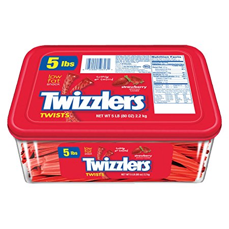 TWIZZLERS Twists, Strawberry Flavored Licorice Candy, 5 Pound Container
