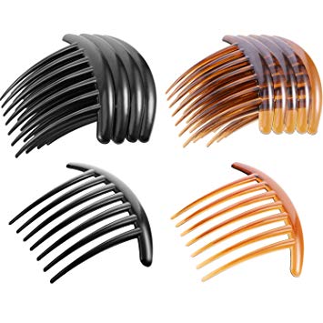 Tatuo 20 Pieces 7 Tooth French Twist Comb Plastic Hair Clip Hair Side Combs Hair Accessory for Women Girls, Black and Brown