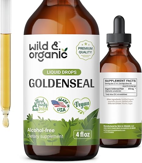 Goldenseal Tincture - Organic Goldenseal Root Liquid Extract - Vegan, Alcohol Free Goldenseal Drops - 4 fl oz