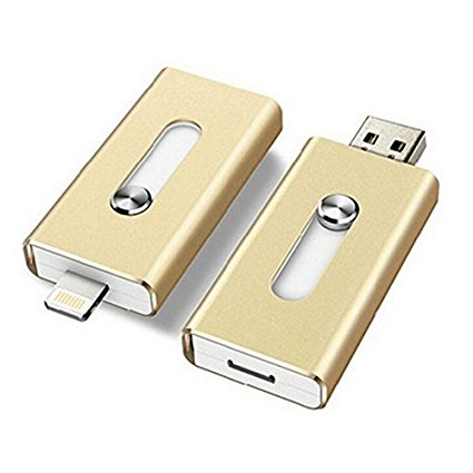 128GB iPhone USB Flash Drive, iOS Memory Stick, iPad External Storage Expansion for iOS Android PC Laptops (Gold)