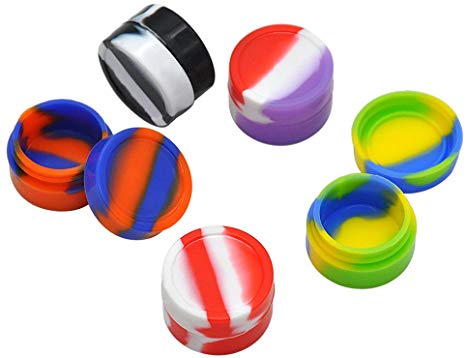 5Pcs Non-Stick Food Grade Silicone Wax Dab Containers 8ml Non Stick Wax Oil Multi Use Storage Jars, Assorted Colors