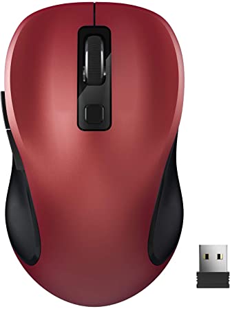 Wireless Mouse, TedGem 2.4G Portable Computer Mouse Optical USB Mouse Cordless Mouse Ergonomic Mouse with USB Receiver 6 Buttons 3-Level DPI Laptop Mouse for Windows MacOS PC Laptop (Red)