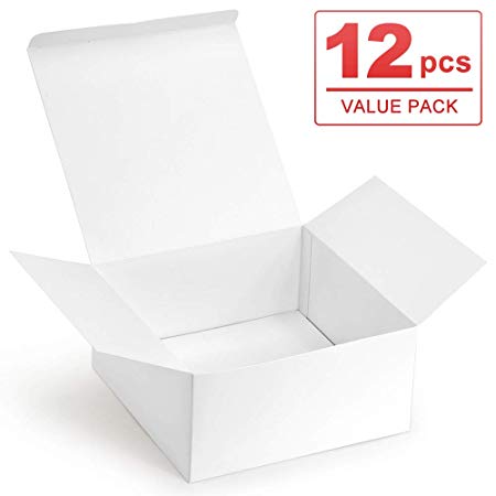 ValBox Premium Gift Boxes 12 Pack 8 x 8 x 4" White Paper Gift Boxes with Lids for Gifts, Crafting Cupcake Boxes, Easy Assemble Boxes