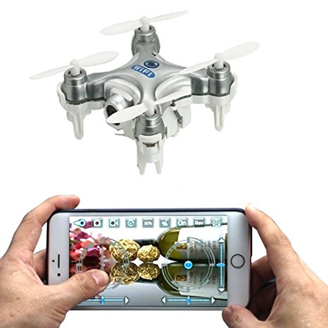 AICase® Cheerson CX-10W 4CH 2.4GHz iOS / Android APP Wifi Romote Control RC FPV Real Time Video Mini Quadcopter Helicopter Drone UFO with 0.3MP HD Camera, 6 Axis Gyro - Silver