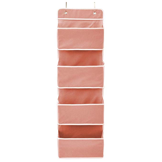 EZOWare Over The Door Organizer with 4 Pocket, Hanging Storage Organizer for Pantry Baby Nursery Bathroom Closet Dorm (Pack of 1, Pink)