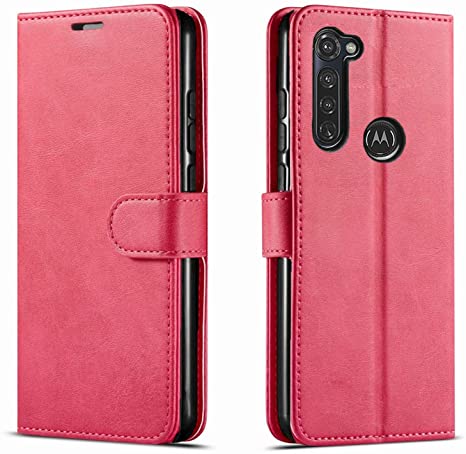 STARSHOP Motorola Moto G Stylus Case, [NOT FIT Moto G Power] Included [Tempered Glass Screen Protector], Premium Leather Wallet Pocket Cover and Credit Card Slots - Hot Pink