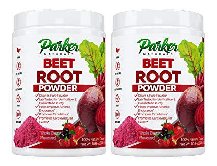 2 Pack Flavored & Sweetened Beet Root Powder BCAA | Superior Beet Juice by Parker Naturals. Big 300 Grams/30 Servings Natural Anti-inflammatory, Improved Athletic Endurance Supports Nitric Acid Level
