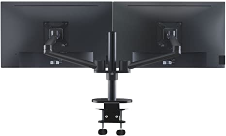 ThingyClub® Adjustable Aluminium Universal Full Motion Desk Mount Arm Stand Bracket (Dual Monitors - Black)