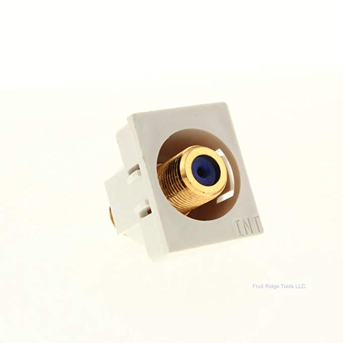 P&S White Recessed Self Terminal Coxial F-Connector Stamped Internal RFCINT-W
