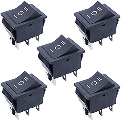 TWTADE / 5Pcs Black ON/Off/ON DPDT 6 Pin 3 Position Mini Boat Rocker Switch Car Auto Boat Rocker Toggle Switch Snap AC 250V 125V/20A （Quality Assurance for 1 Years）XW-604AB3