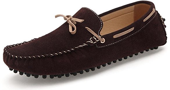 SUNROLAN Men's Fashion Dress Casual Leather Flats Driving Moccasin Loafer Shoes