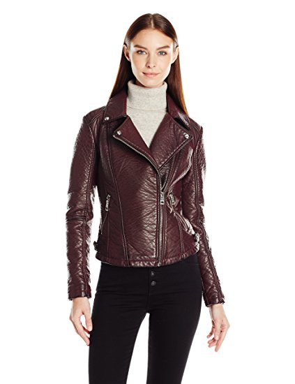 GUESS Women's Almost Leather Moto Jacket (PU)