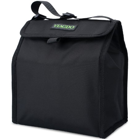 Viagdo Large Capacity Soft Portable Cooler Tote Insulated Lunch Bag Outdoor Picnic Bag Black Color