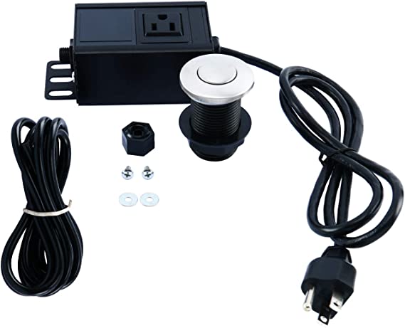 Homend Sink Top Air Switch Kit, Garbage Disposal Air Switch Sink Top Button Single Outlet Single Control for Dishwasher