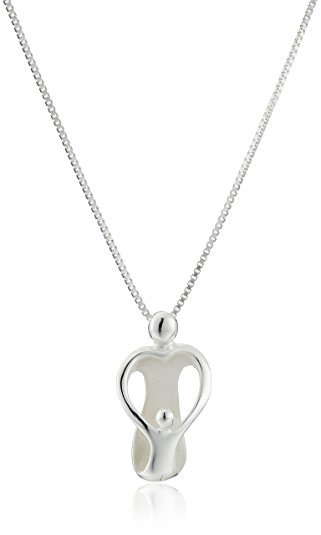 Sterling Silver "Loving Family" Mother with One Child Pendant Necklace, 18"