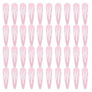 40 Counts Pink Color Metal Snap Hair Clips 2 Inch Barrettes for Women Accessories