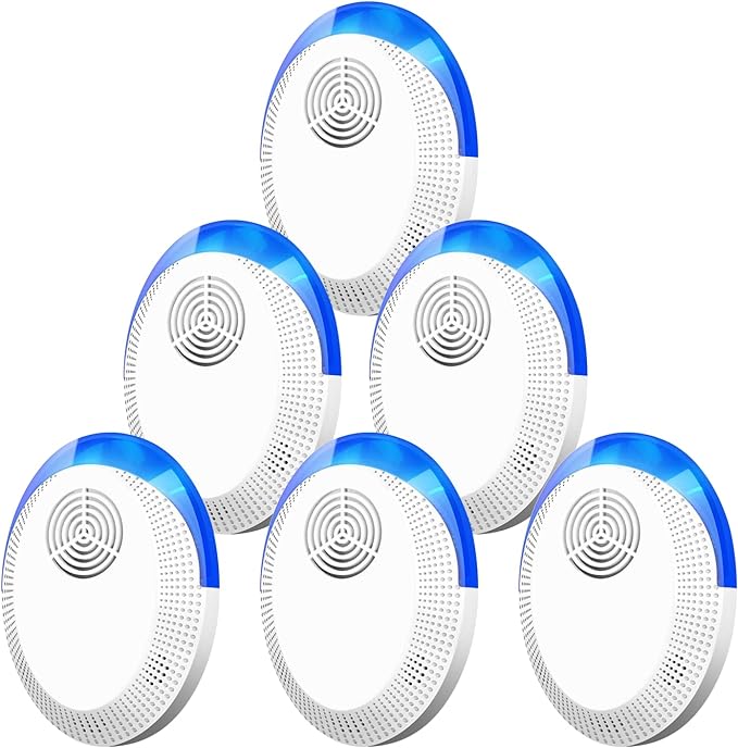 Bocianelli Ultrasonic Pest Repeller, 6 Pack Mouse Repellent Plug in Ultrasonic Rodent Repellent Electronic Pest Control for Roach Mosquito Indoor Mouse Repellent for Home Attic Garage Hotel, White