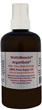 Watts Beauty ArganGold 100% Pure Argan Oil for Hair, Nails, Face & Body - All Natural Virgin Argan Oil Direct From Morocco 2oz