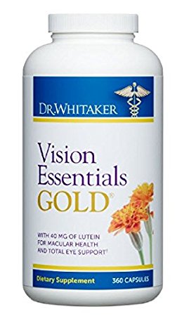 Dr. Whitaker's Vision Essentials Gold with 40 mg of Lutein Plus 16 Vision Supportive Nutrients for Premium Eye Nourishment and Support, 360 capsules (90 day supply)