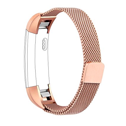 Fitbit Alta HR Bands, Vancle Adjustable Fitbit Alta Accessories Replacement bands Metal Wristband Band Strap with Magnetic Closure Clasp for Fitbit Alta HR 2017/ Fitbit Alta 2016 (No Tracker) (Rose Gold)