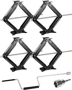 WEIZE Set of 4 Camper RV Trailer Stabilizer Leveling Scissor Jacks with Handle 24" 6500lbs