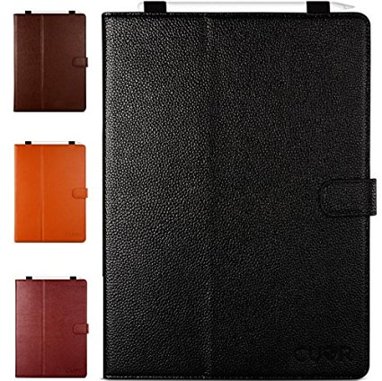 Genuine Leather iPad Pro Case in Black by CUVR With Auto Sleep, Pencil Holder and Multiple Standing Angles. For Apple iPad Pro 12.9" [9.7 Case Also Available]