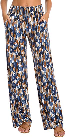 Urban CoCo Women's Boho Palazzo Pants Wide Leg Lounge Pants