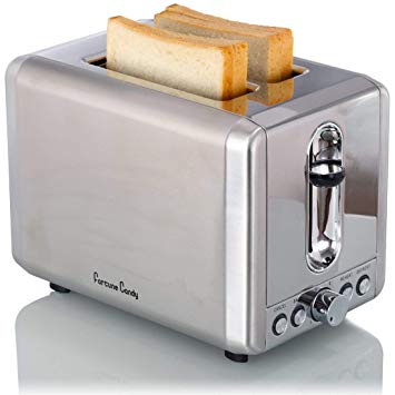 Fortune Candy Toaster 2 Slice Stainless Steel, Bread Toaster Bagel Toasters with High Lift Lever, Wide Slot Kitchen Toaster with Pop Up and Adjustable Temperature Control