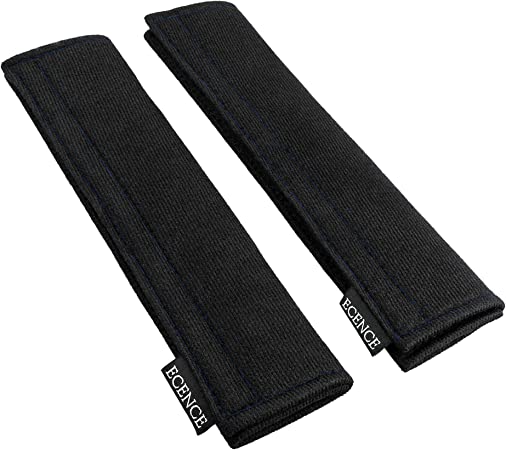 ECENCE Seat Belt Pads, Set of 2 seat Belt Pads for Shoulder Belts, Children   Adult Automotive seat Belt Pads, Multi-Functional Pads for car and Truck seat Belts Black with Blue Seam