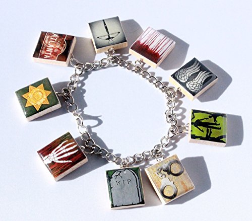 Walking Dead Inspired Scrabble Tile Charm Bracelet - Zombie Inspired