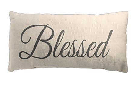 Country House Collection 12" x 6" Cotton "Blessed" Throw Pillow