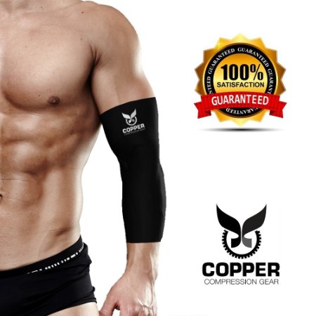 Copper Compression Gear PREMIUM Fit Recovery Elbow Sleeve - GUARANTEED To Speed Up Recovery! (Small)