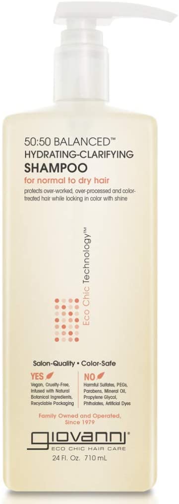Giovanni Cosmetics Giovanni Hair Eco Chic 50:50 Balanced Hydrating Shampoo, 24 oz, for Daily Use, Equally Clarifies, Moisturizes Normal to Dry Hair, Sulfate Free, Color Safe, Cruelty Free