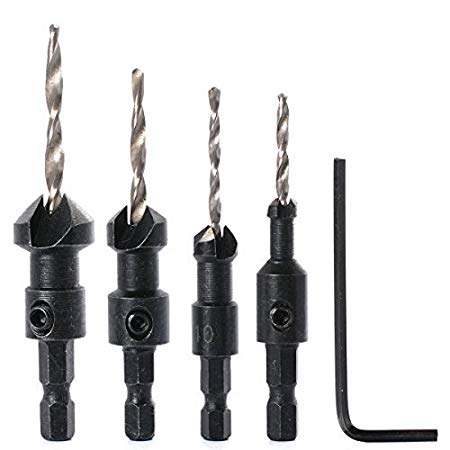 XCSOURCE New 4pcs Hex Countersink Drill Bits Set Quick Change Wood Drilling BI045