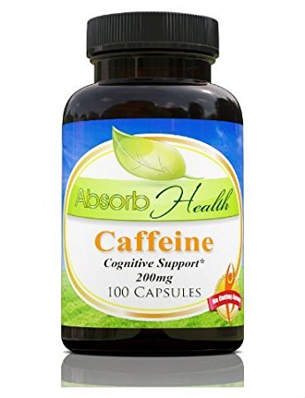Caffeine | 100 Capsules | 200mg per Capsule | Improve Your Workouts and Boost Your Brain! by Absorb Health