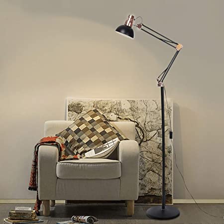 Coohole LED Floor Lamp Architect Swing Arm Standing Lamp Adjustable Head Metal Reading Light for Living Room, Bedroom, Office-Ship from USA