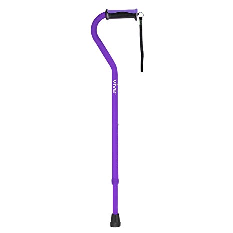 Walking Cane by Vive - Adjustable Cane for Men & Women - Lightweight & Sturdy Offset Walking Stick - Mobility Aid for Elderly, Seniors & Handicap (Purple)