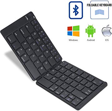 BICMICE Android iOS Windows Phone Bluetooth Wireless Folding Keyboard for Cell Phone/Laptop/Tablet Samsung Asus Lenovo (Dark-Gray)