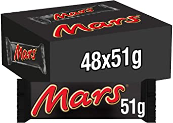 Mars Bars, Chocolate and Nougat Bars Bulk Box, for Gift Bag, 48 Packs of 51g